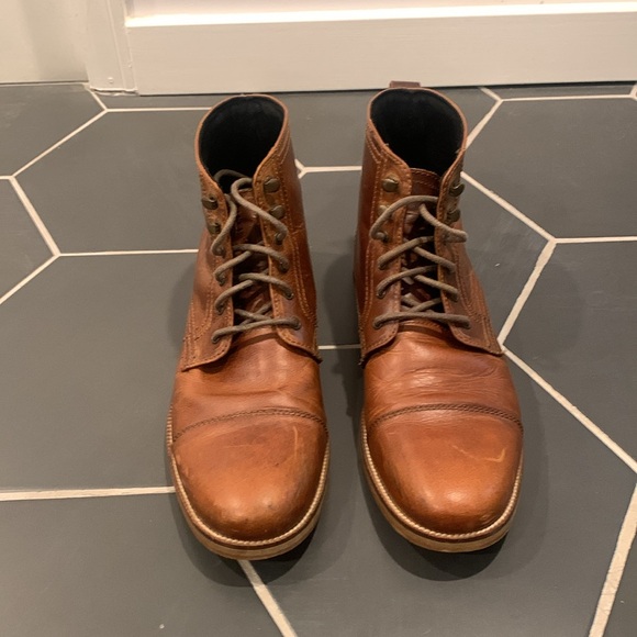 Crevo Bookham Men’s Leather Captoe Boots – Distressed Chestnut Brown – Size 11 - Picture 2 of 7